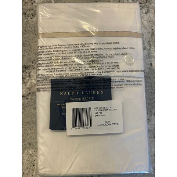 Ralph Lauren Organic Cotton Percale Palmer Sham King Sand Dune - Picture 2 of 2